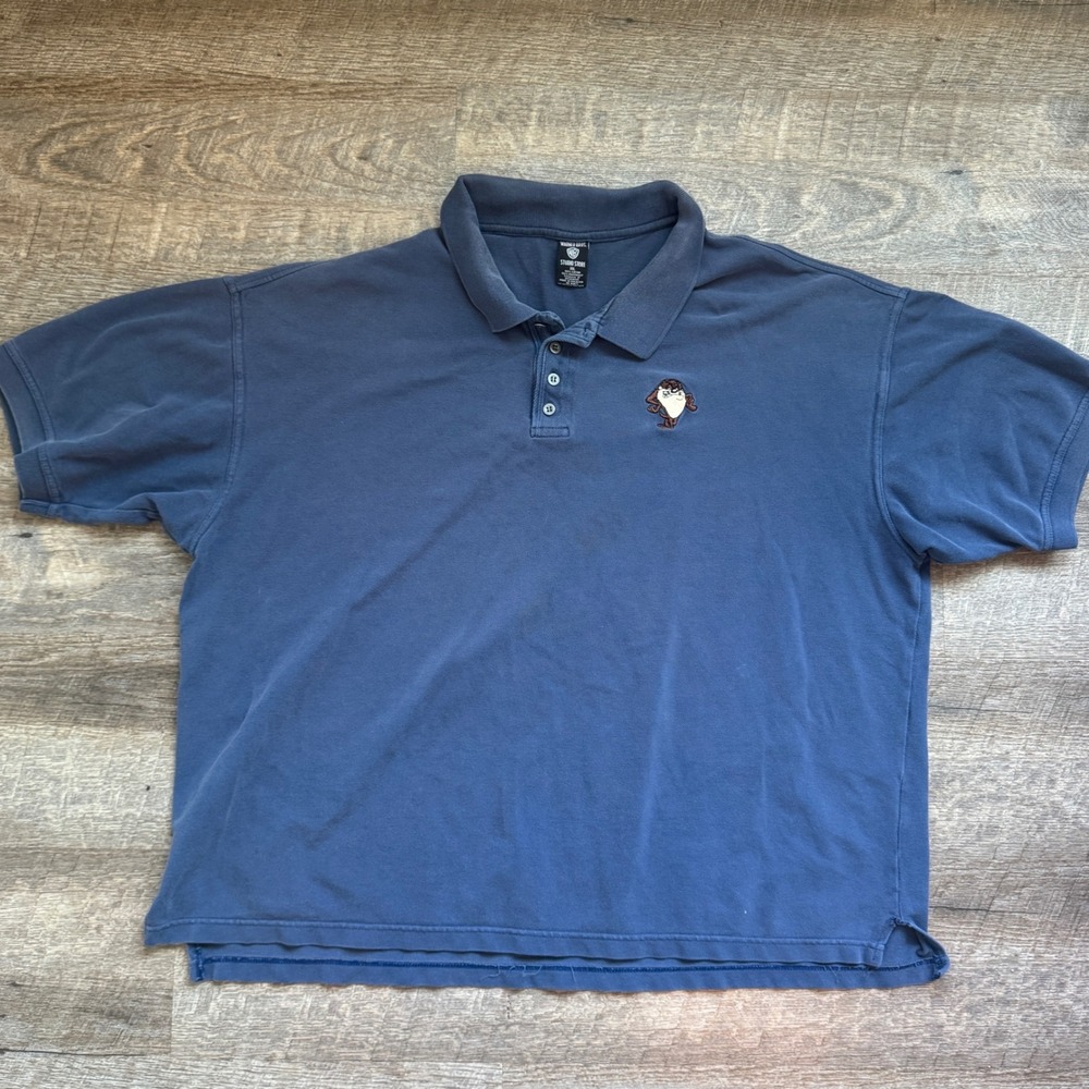 Warner Bros Studio Store Vintage Taz Looney Tunes Polo Shirt XXL Regular Blue